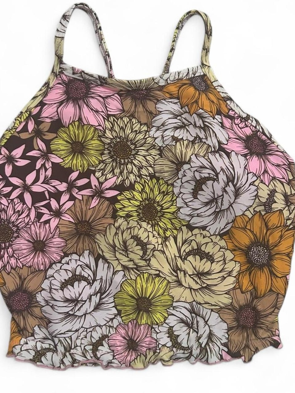 No Boundaries Floral Halter Crop Top Tankini